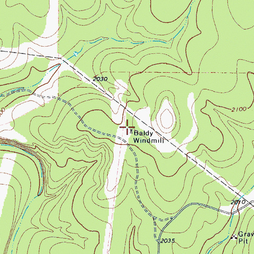 Topographic Map of Baldy Windmill, TX