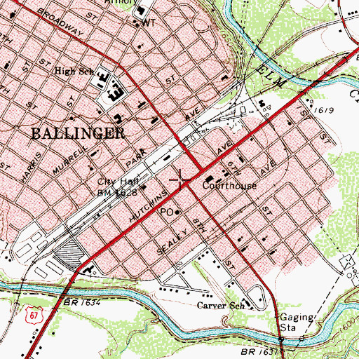 Topographic Map of Ballinger, TX