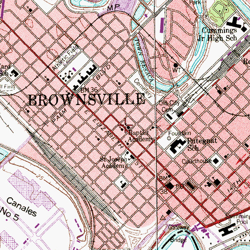 Topographic Map of Baptist Academy, TX