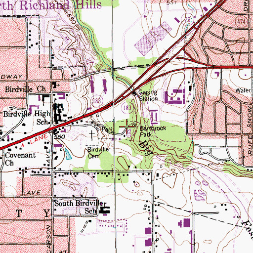 Topographic Map of Barbrook Park, TX