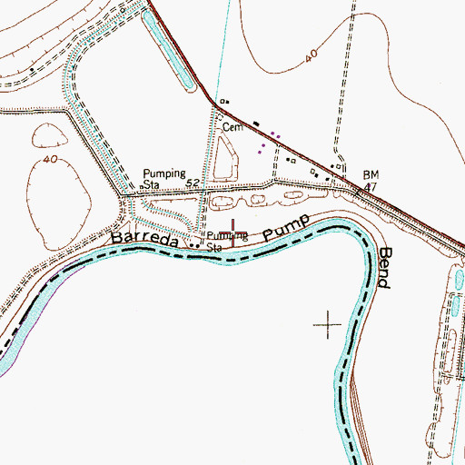 Topographic Map of Barreda Pump Bend, TX