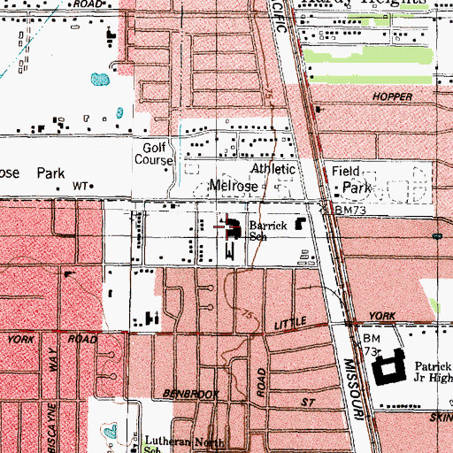 Topographic Map of Barrick School, TX