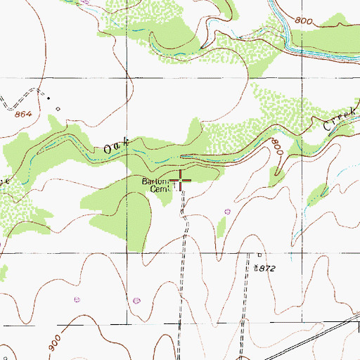 Topographic Map of Barton Cemetery, TX