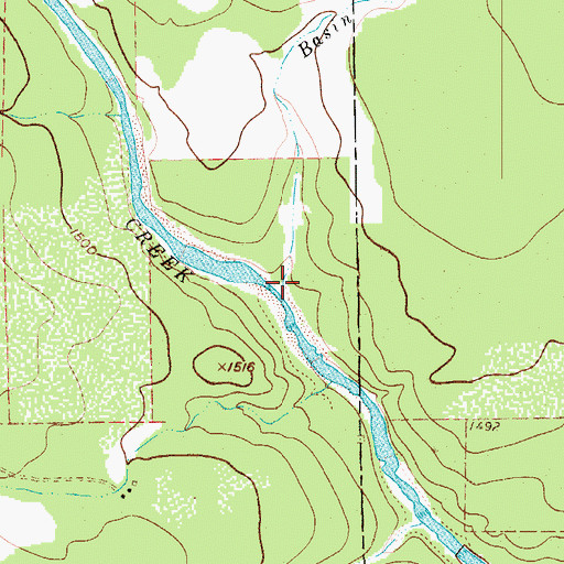 Topographic Map of Basin Spring Branch, TX