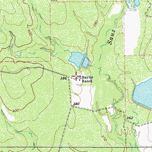 Topographic Map of Baylor Ranch, TX