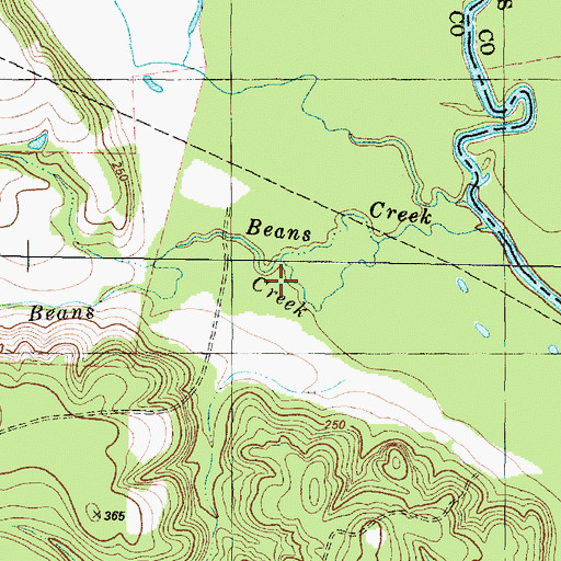 Topographic Map of Beans Creek, TX