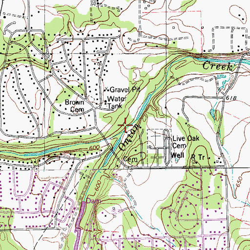 Topographic Map of Bear Creek, TX