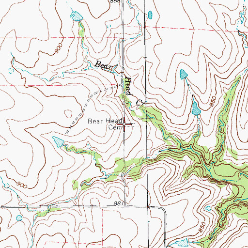 Topographic Map of Bear Head Cemetery, TX
