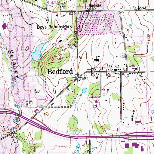 Topographic Map of Bedford, TX