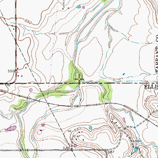 Topographic Map of Bedford Branch, TX