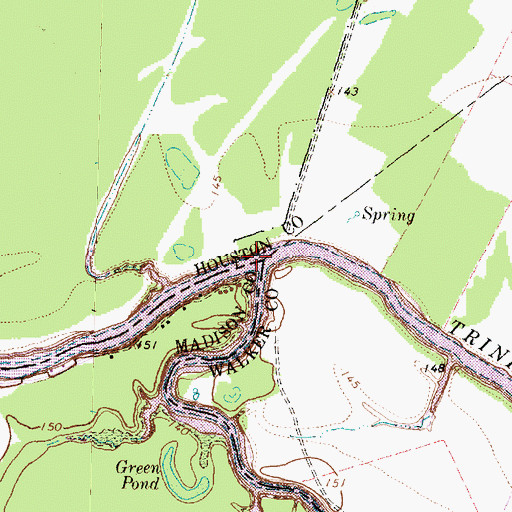 Topographic Map of Bedias Creek, TX