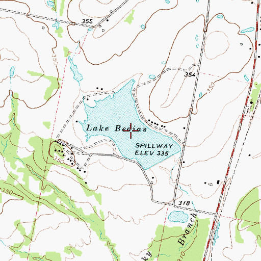 Topographic Map of Lake Bedias, TX