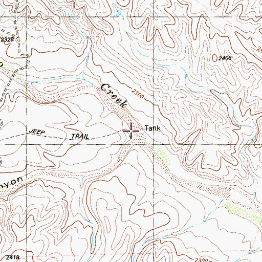 Topographic Map of Beef Canyon, TX