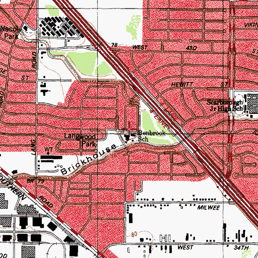 Topographic Map of Benbrook School, TX