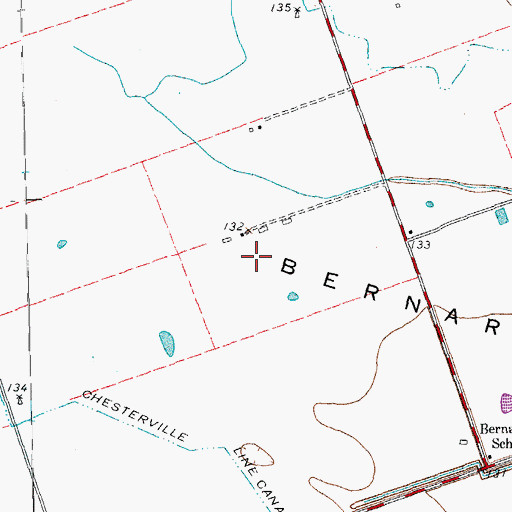 Topographic Map of Bernard Prairie, TX