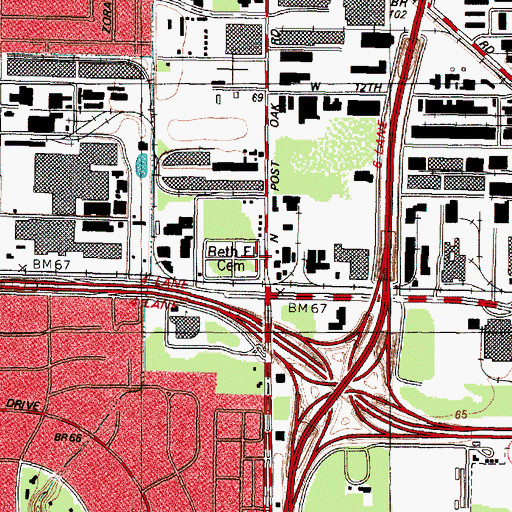 Topographic Map of Beth El Cemetery, TX