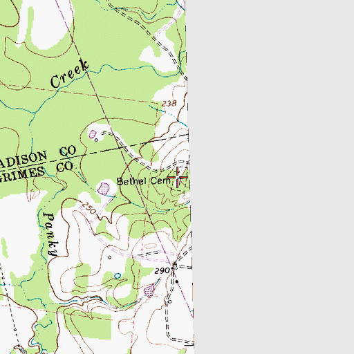 Topographic Map of Bethel Cemetery, TX