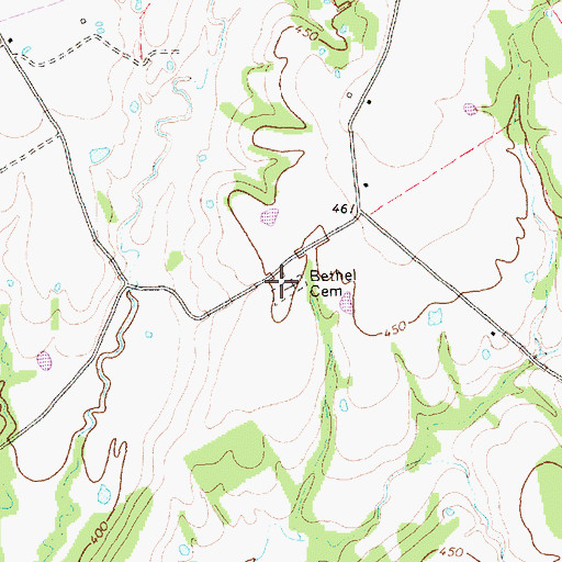 Topographic Map of Bethel Cemetery, TX