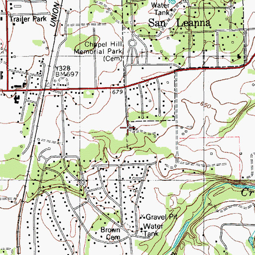 Topographic Map of Bethel Church, TX