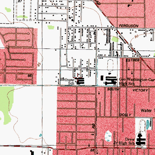 Topographic Map of Bethune School, TX