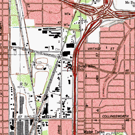 Topographic Map of Betsy Ross School, TX