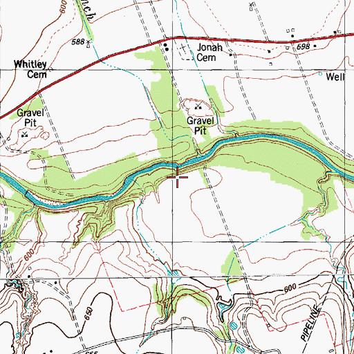 Topographic Map of Big House Branch, TX