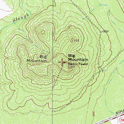 Topographic Map of Big Mountain, TX