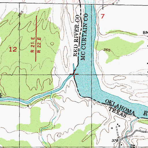 Topographic Map of Big Pine Creek, TX