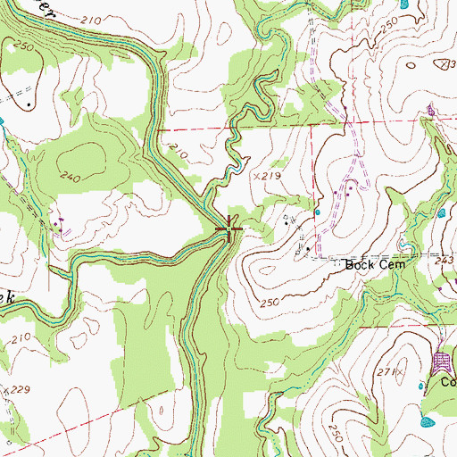 Topographic Map of Big Rocky Creek, TX