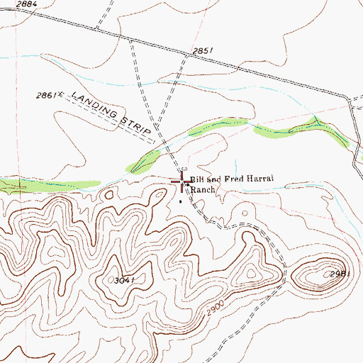 Topographic Map of Bill and Fred Harral Ranch, TX
