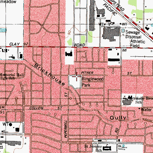 Topographic Map of Binglewood Park, TX