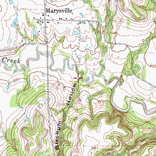 Topographic Map of Birchum Hollow, TX