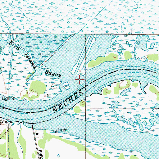 Topographic Map of Bird Island Bayou, TX