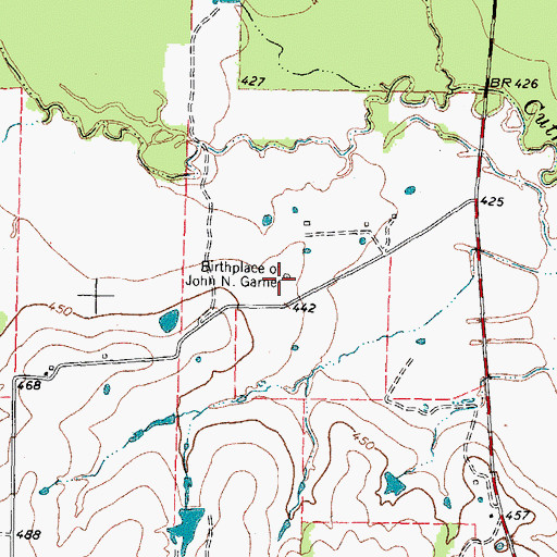 Topographic Map of Birthplace of John N Garner, TX