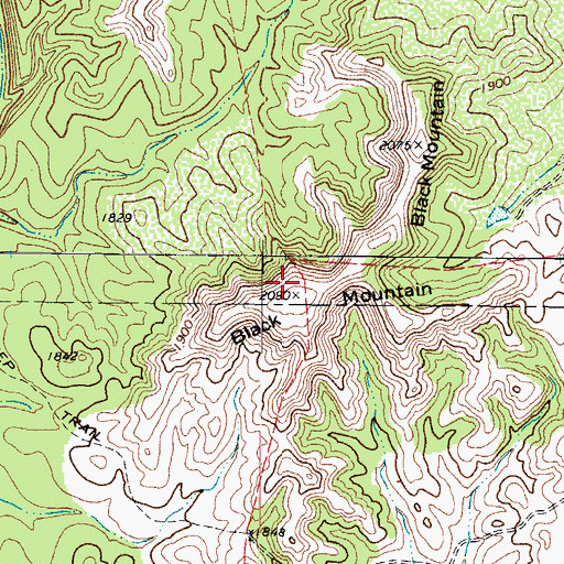 Topographic Map of Black Mountain, TX