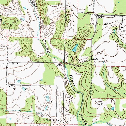 Topographic Map of Blair Creek, TX
