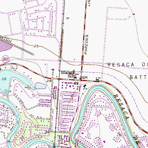 Topographic Map of Blalack School, TX