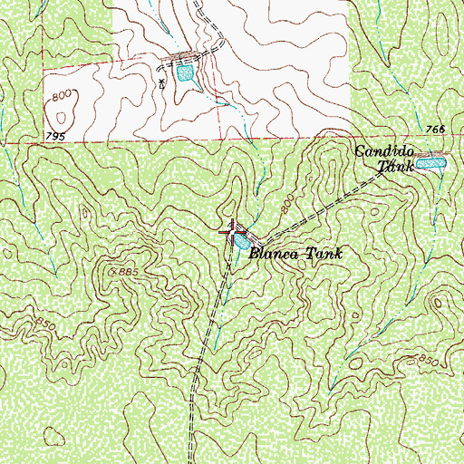 Topographic Map of Blanca Tank, TX
