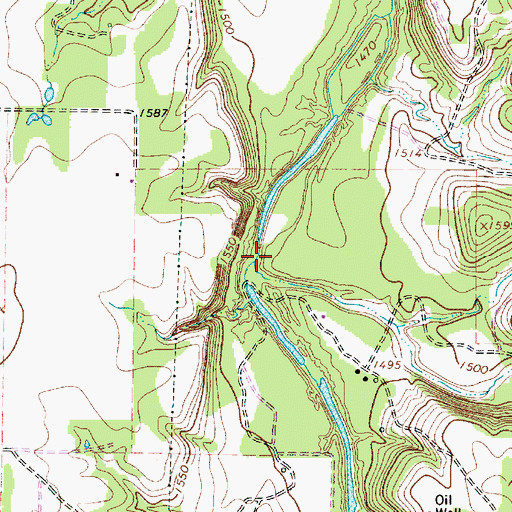 Topographic Map of Bluff Creek, TX