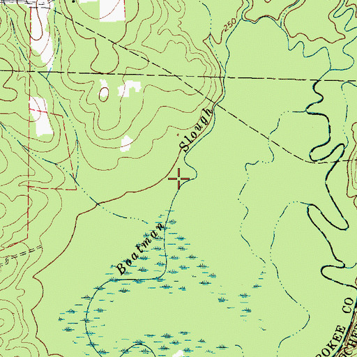 Topographic Map of Boatman Slough, TX