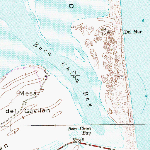 Topographic Map of Boca Chica Bay, TX