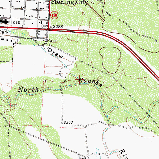 Topographic Map of Bodcaw Draw, TX