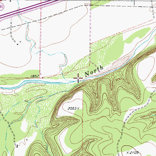 Topographic Map of Bois d'Arc Creek, TX
