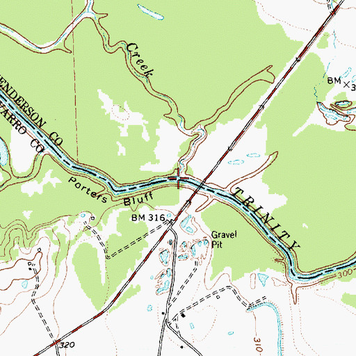 Topographic Map of Bois d'Arc Creek, TX