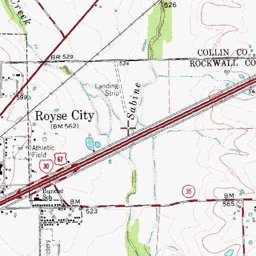 Topographic Map of Bois d'Arc Creek, TX