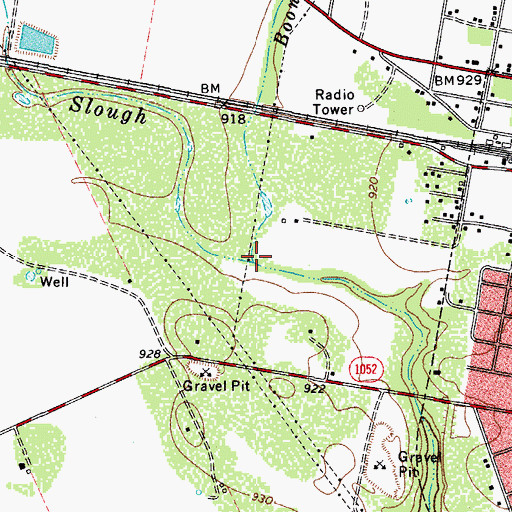 Topographic Map of Boon Slough, TX
