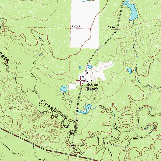 Topographic Map of Boone Ranch, TX
