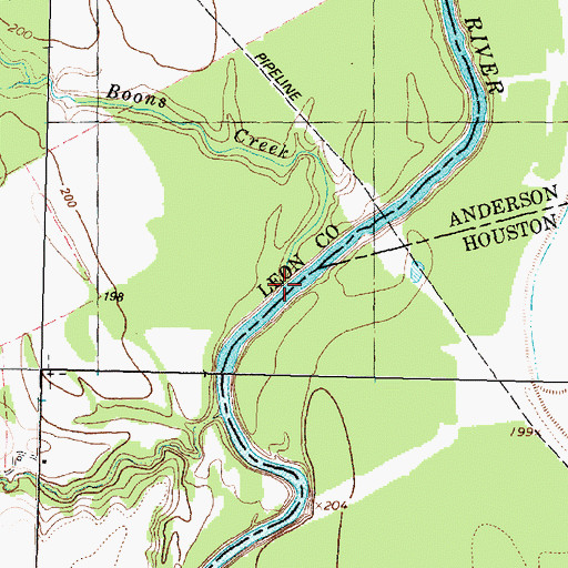 Topographic Map of Boons Creek, TX