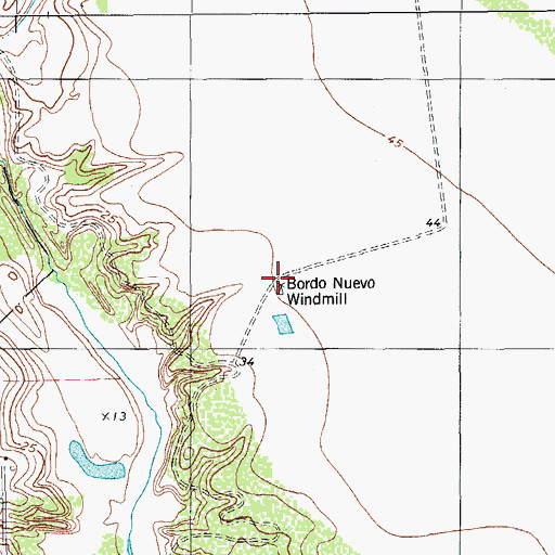 Topographic Map of Bordo Nuevo Windmill, TX
