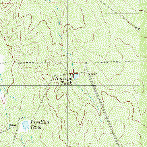 Topographic Map of Borrego Tank, TX
